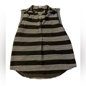 Antilia Femme Black & White Striped Sleeveless Blouse - Medium
